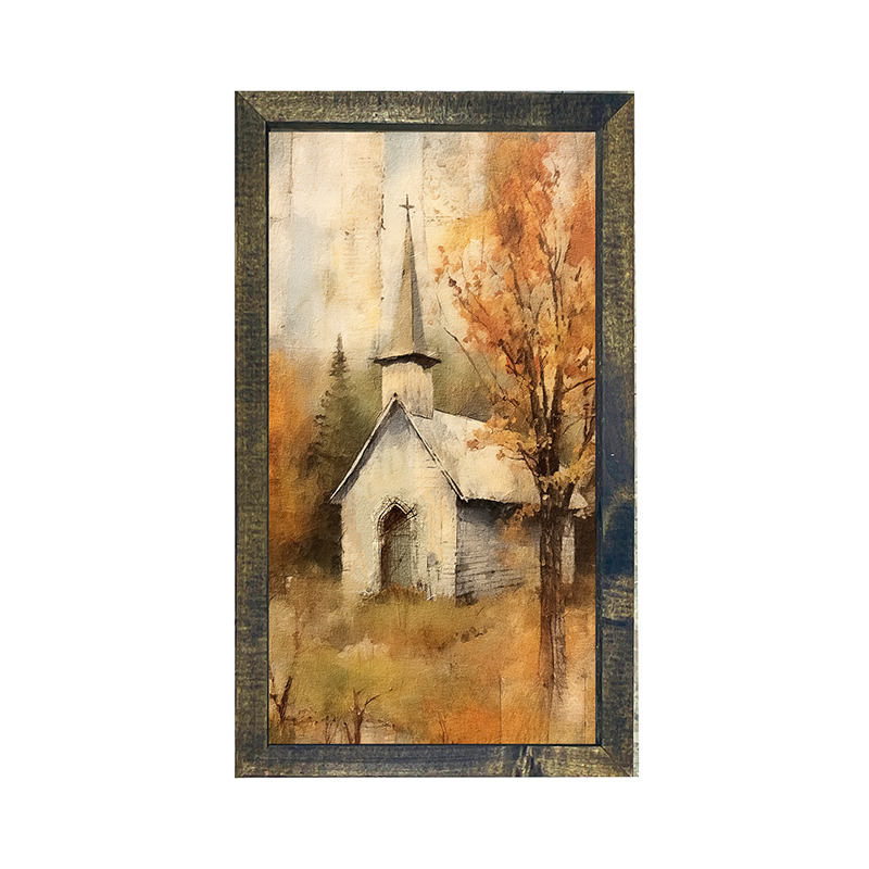 Autumn Church 4-Vertical Frame