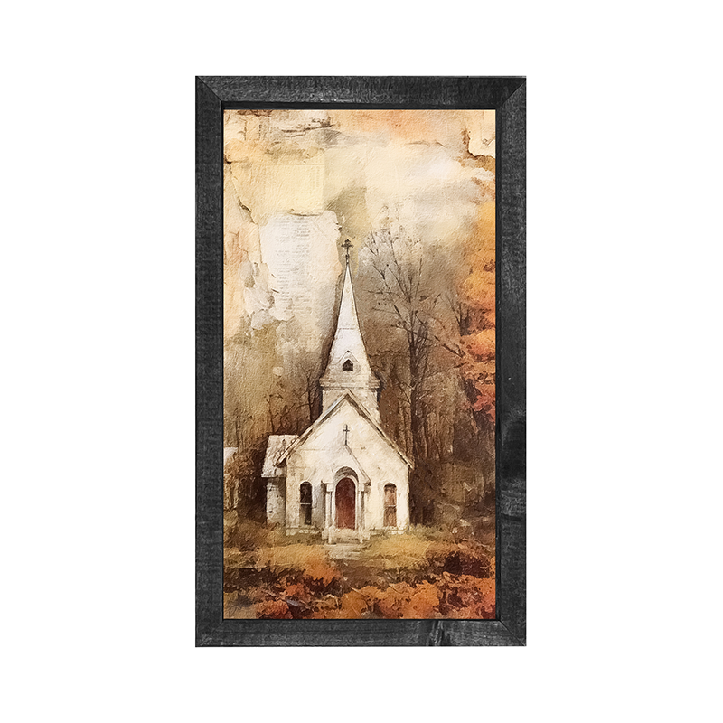 Autumn Church 6-Vertical Frame