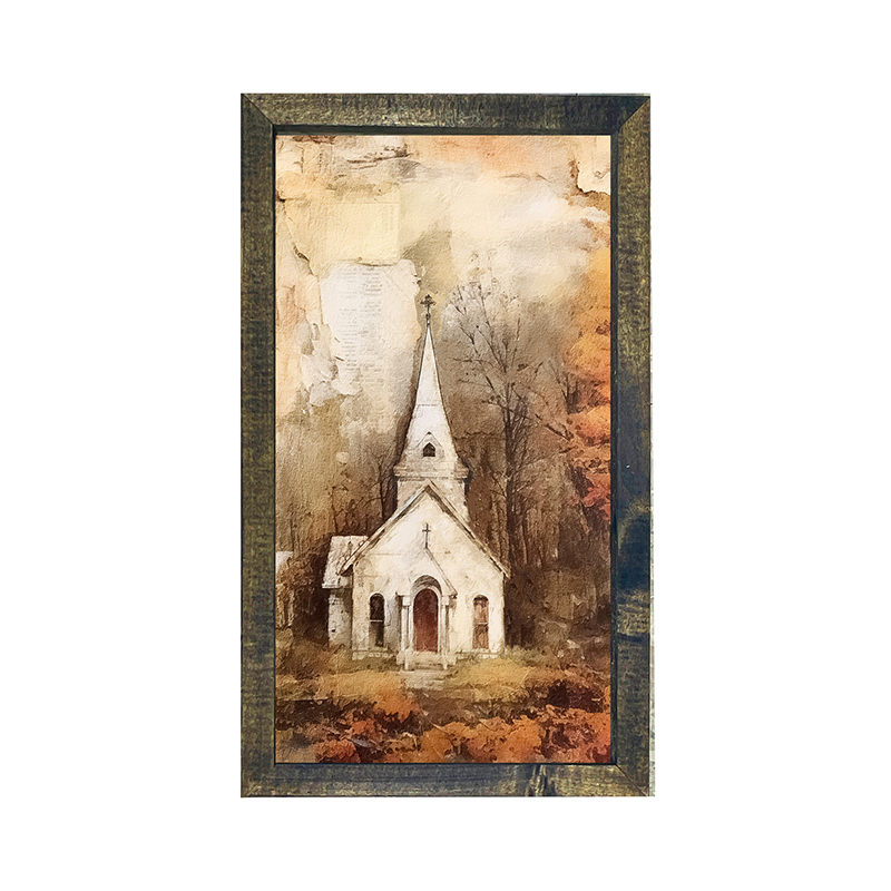 Autumn Church 6-Vertical Frame