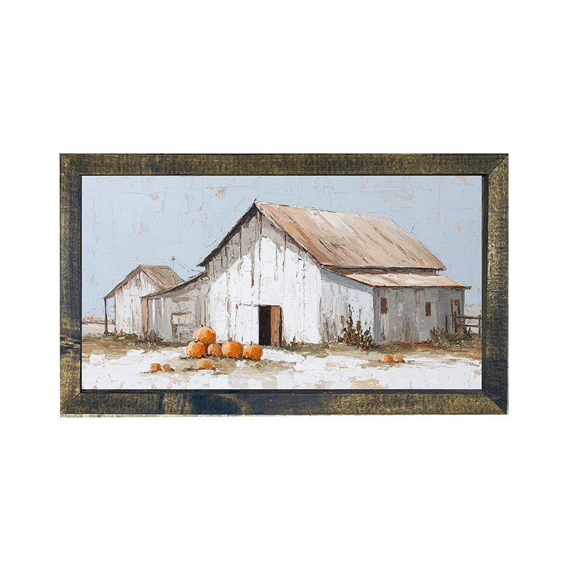 Barn with Pumpkins - Horizontal Frame