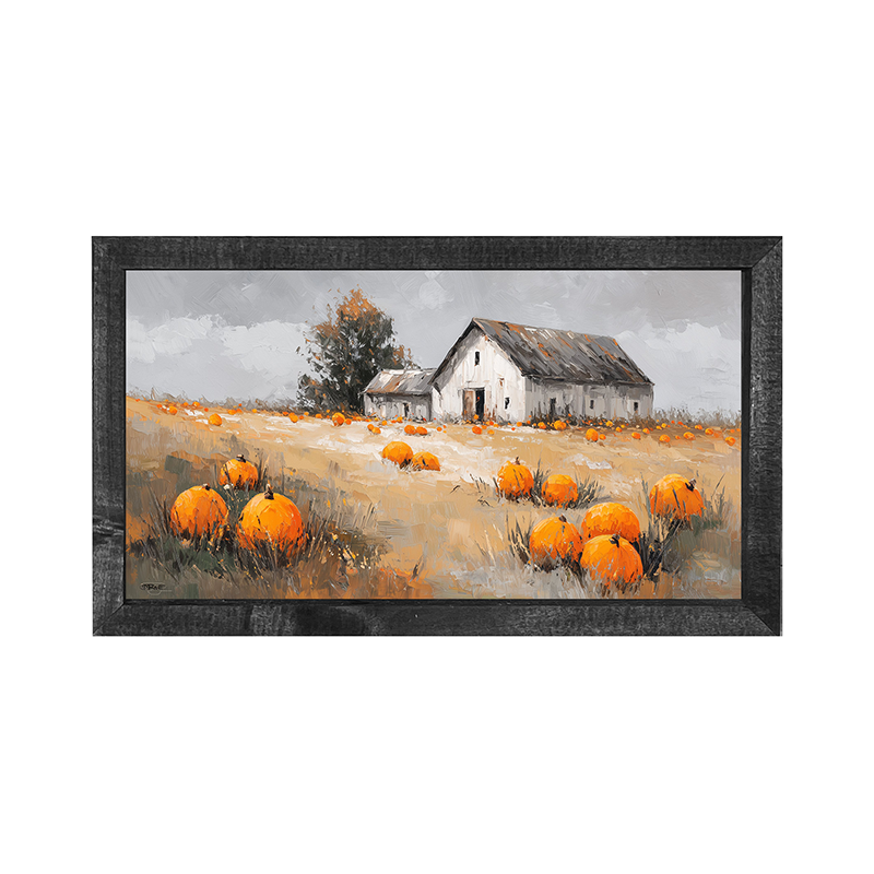 Orange Pumpkins in Field - Horizontal Frame