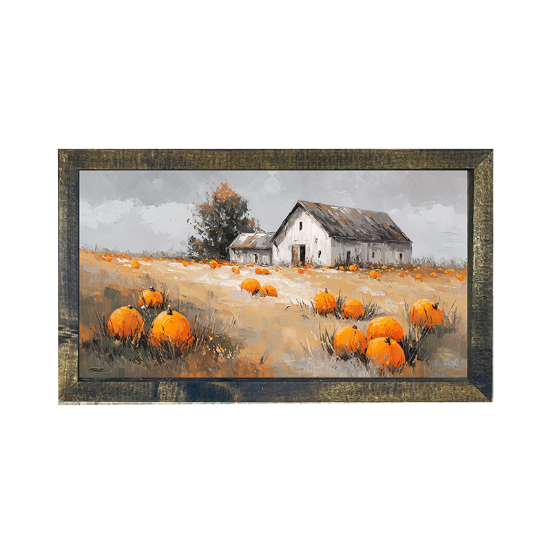 Orange Pumpkins in Field - Horizontal Frame