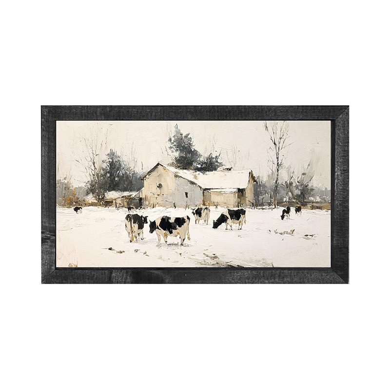 Cows in the Snow - Horizontal Frame