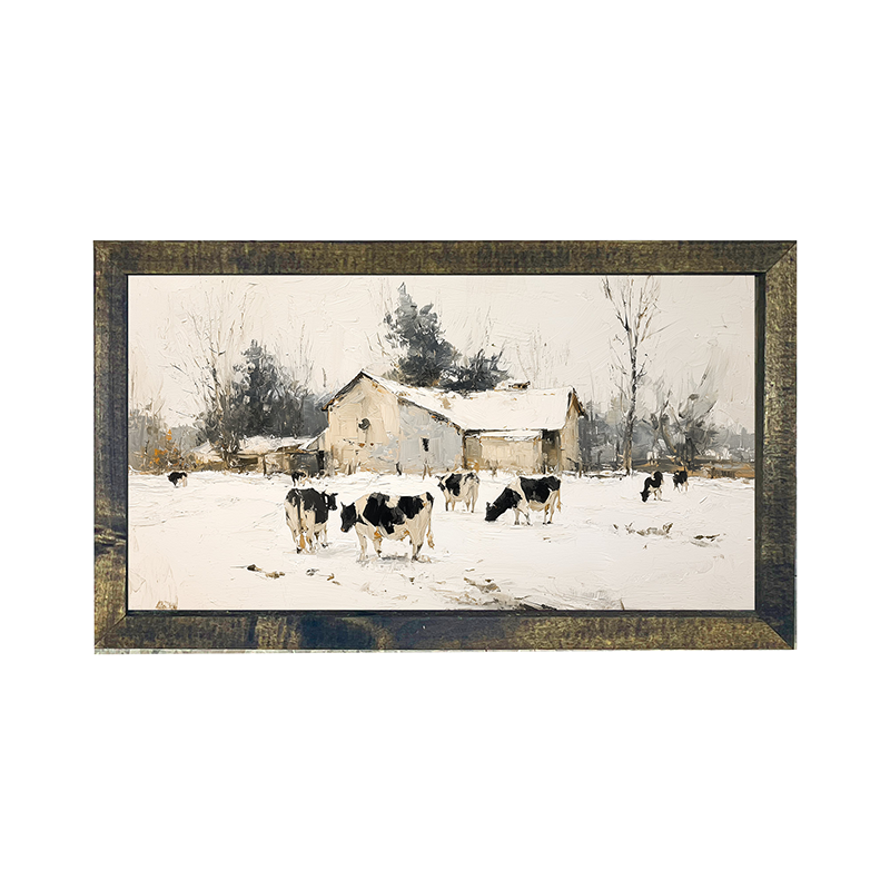 Cows in the Snow - Horizontal Frame