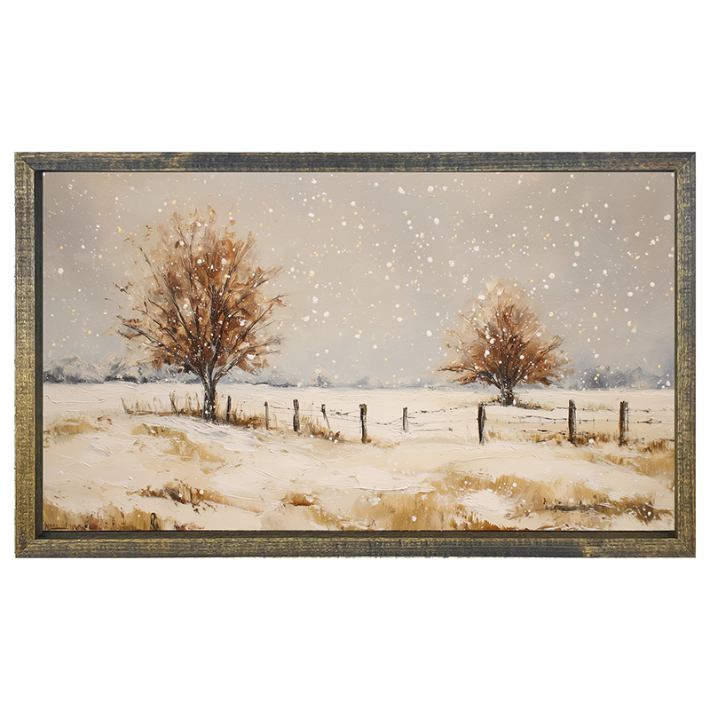 Fenceline Snowfall - Horizontal Frame