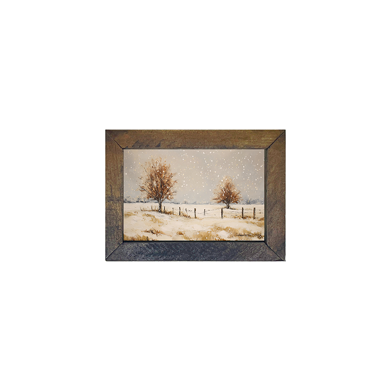 Fenceline Snowfall - Horizontal Frame