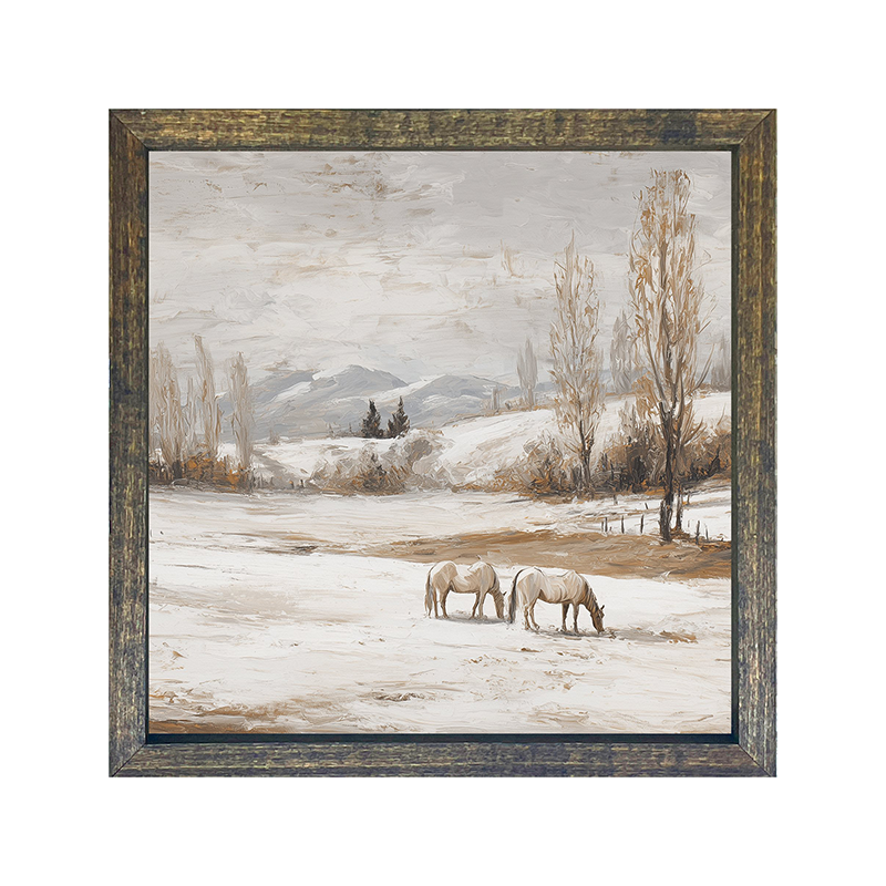 Horses in a Snowy Field