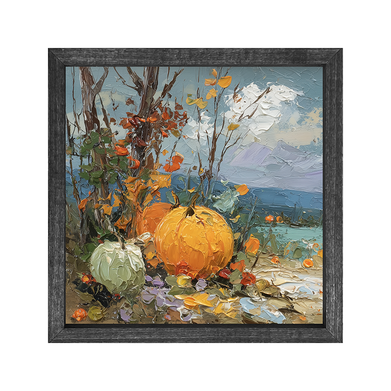 Pumpkin Country - Large Pumpkins along Path- Square Frame