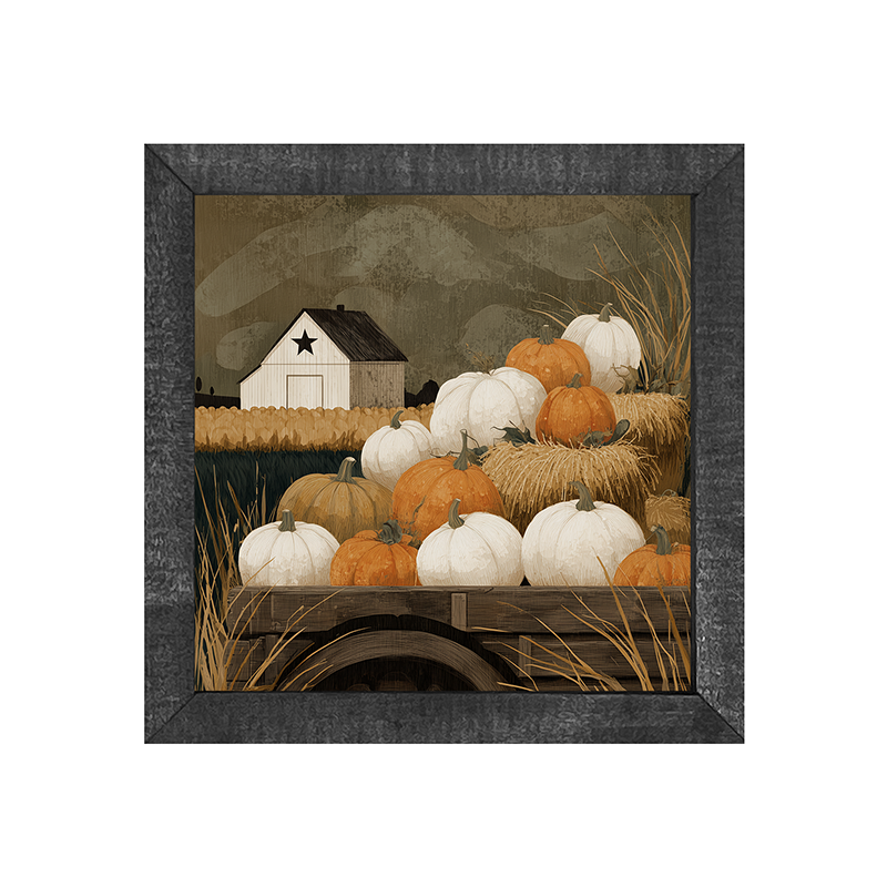 Rustic Wagon with Pumpkins - Square