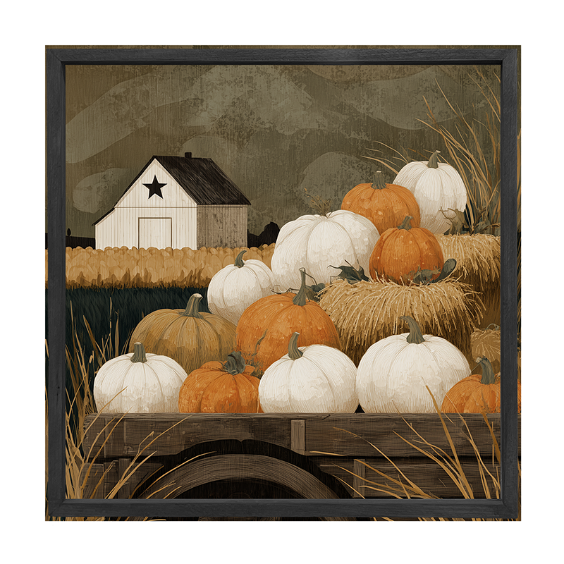 Rustic Wagon with Pumpkins - Square