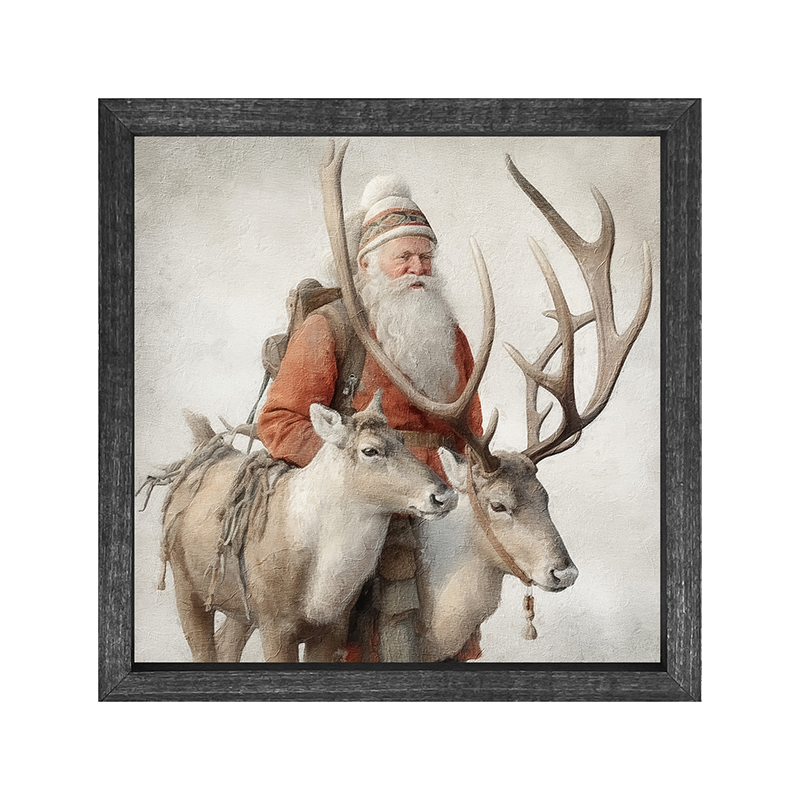 Old world Santa with reindeer