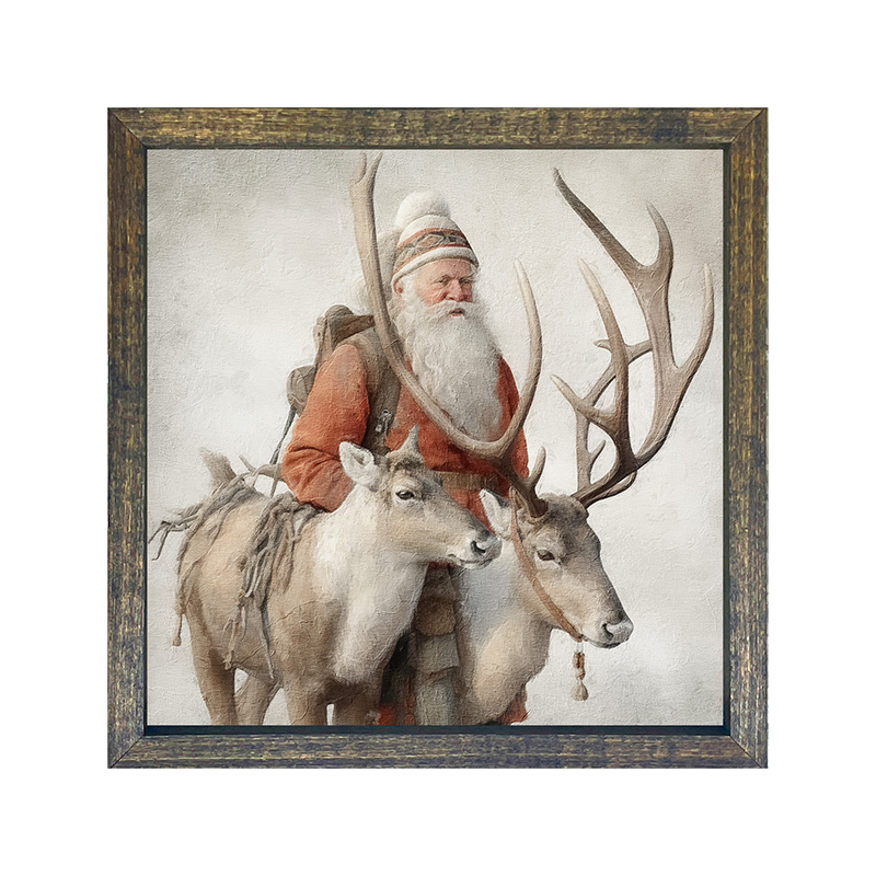 Old world Santa with reindeer