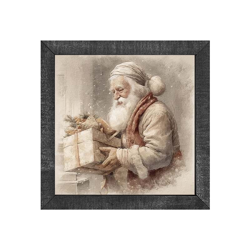 Old world Santa carrying gift
