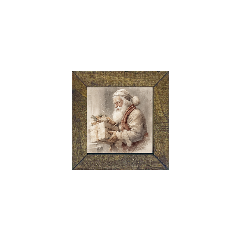 Old world Santa carrying gift