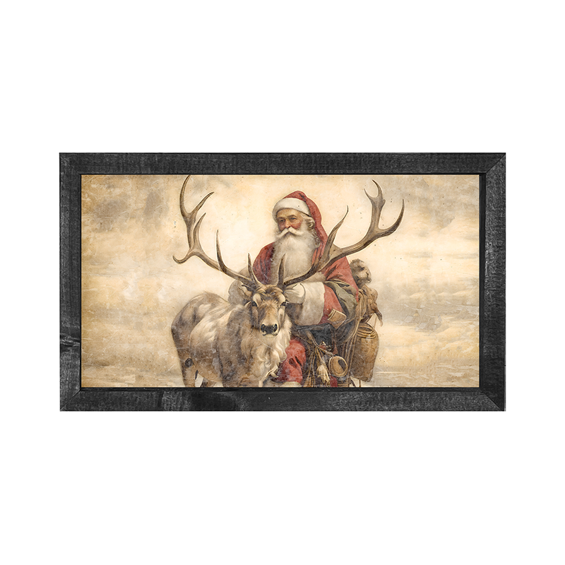 Reindeer with Santa 1 - Horizontal Frame