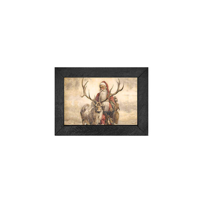Reindeer with Santa 1 - Horizontal Frame