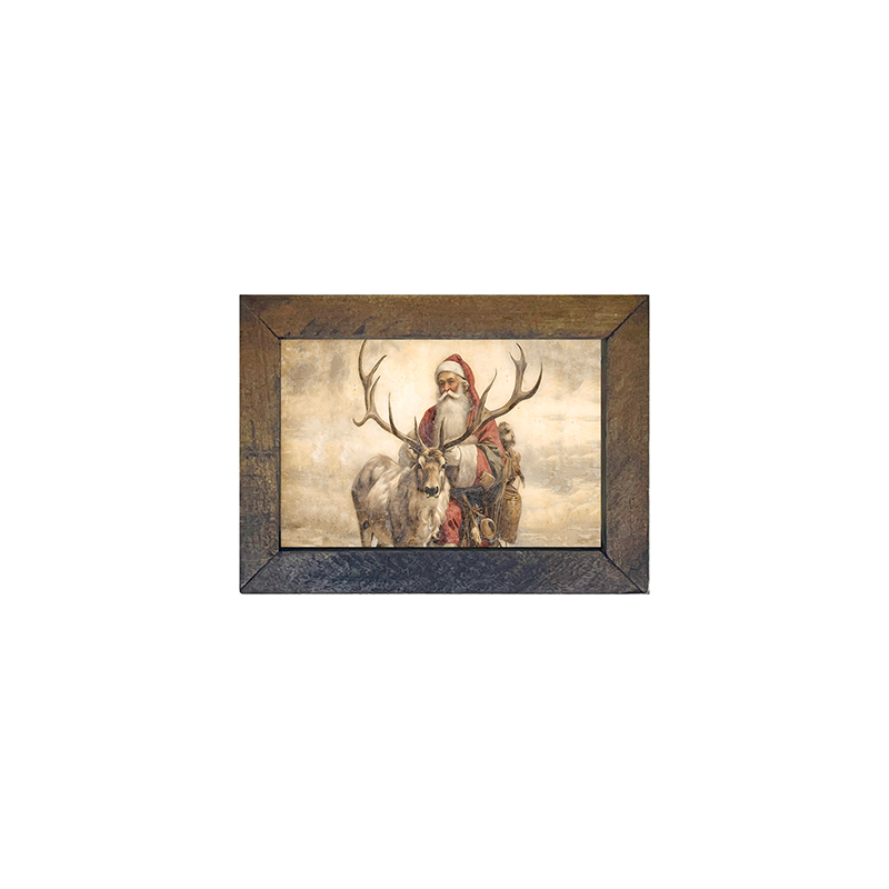 Reindeer with Santa 1 - Horizontal Frame