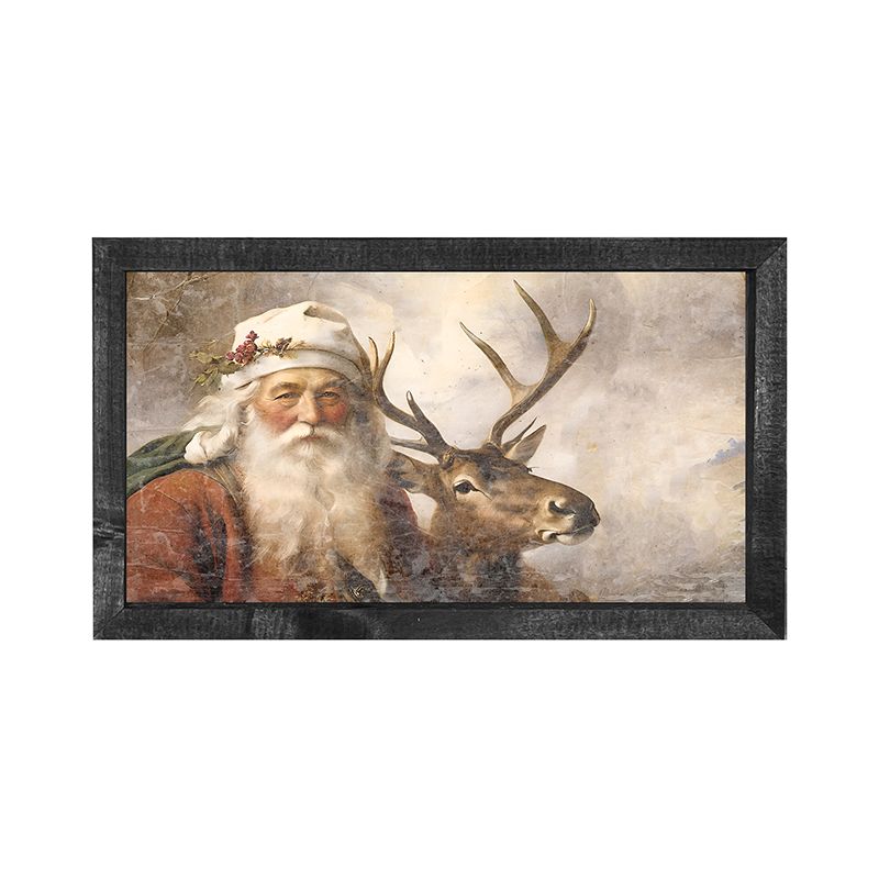 Reindeer with Santa 3 - Horizontal Frame
