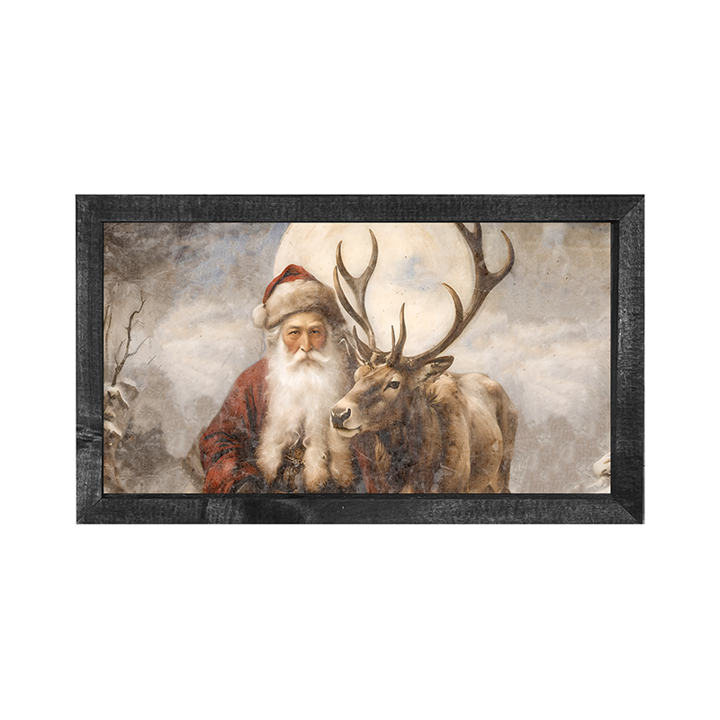 Reindeer with Santa 4 - Horizontal Frame