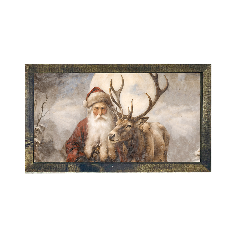 Reindeer with Santa 4 - Horizontal Frame