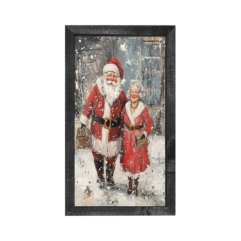 Mr. and Mrs. Claus in the Snow - Vertical Frame