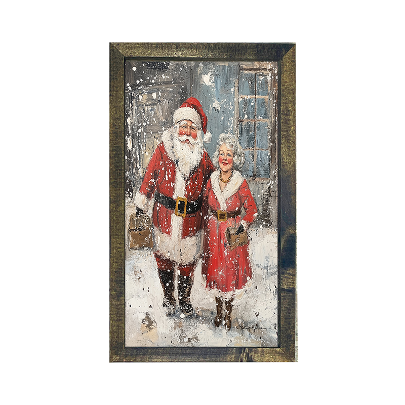 Mr. and Mrs. Claus in the Snow - Vertical Frame