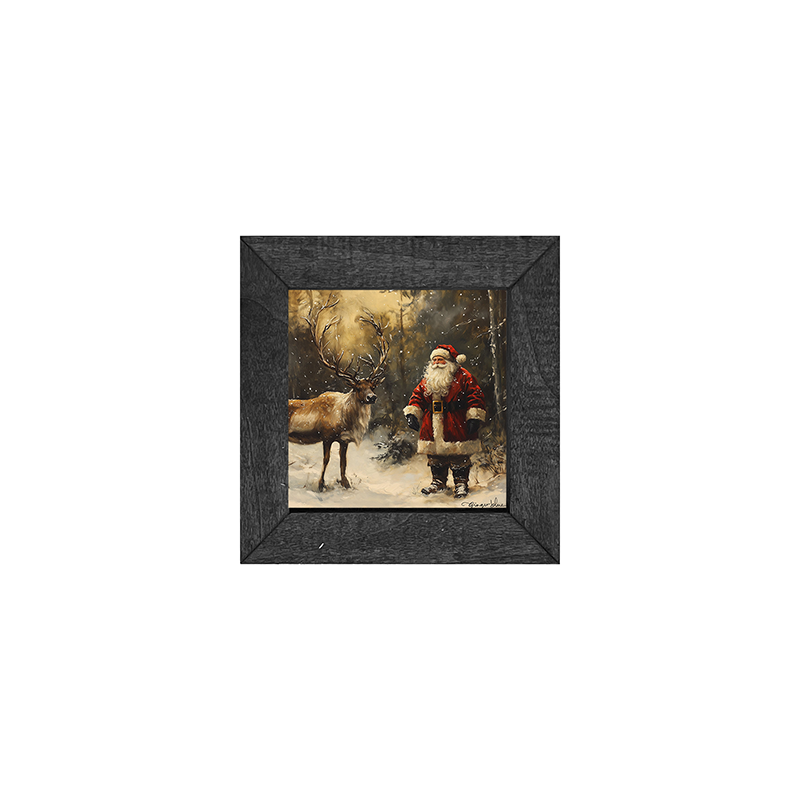 Santa with Reindeer in Forest