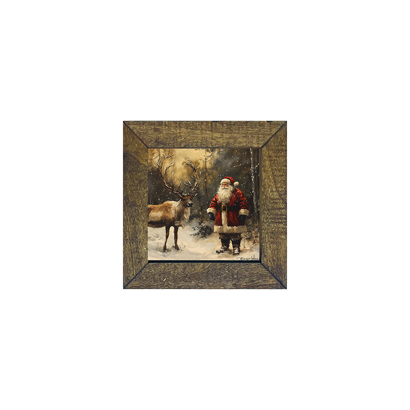 Santa with Reindeer in Forest