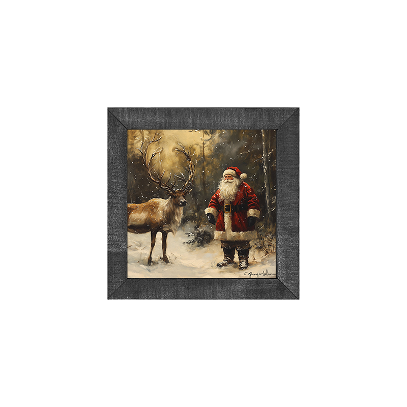 Santa with Reindeer in Forest