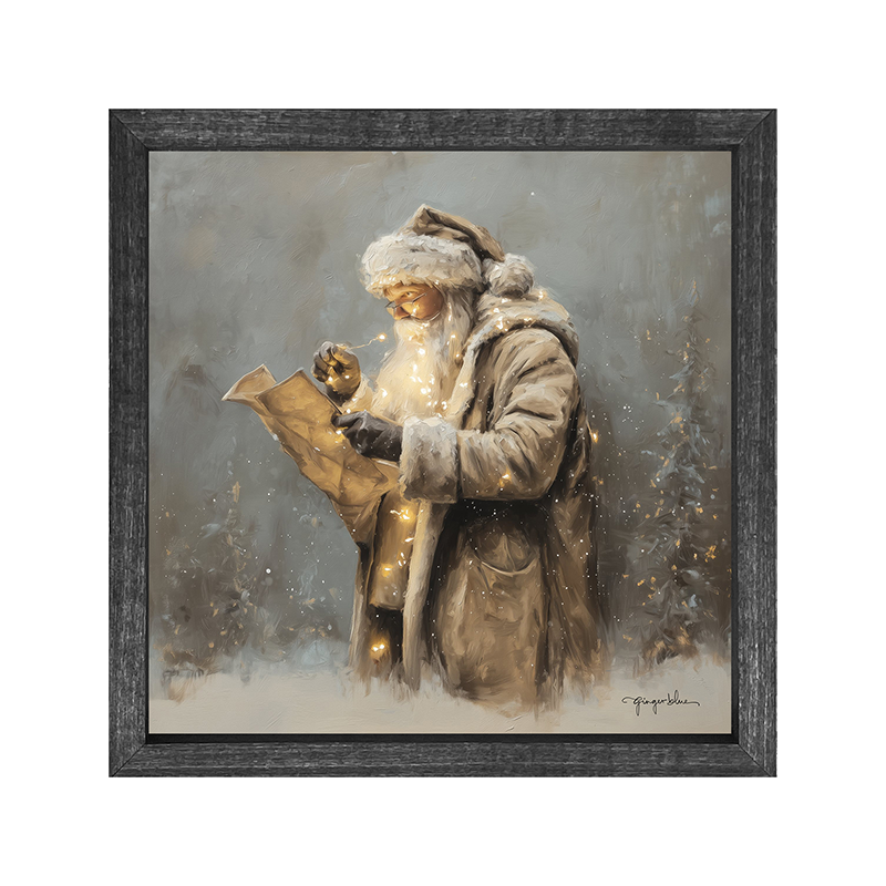 Santa Reading his list with Christmas Lights