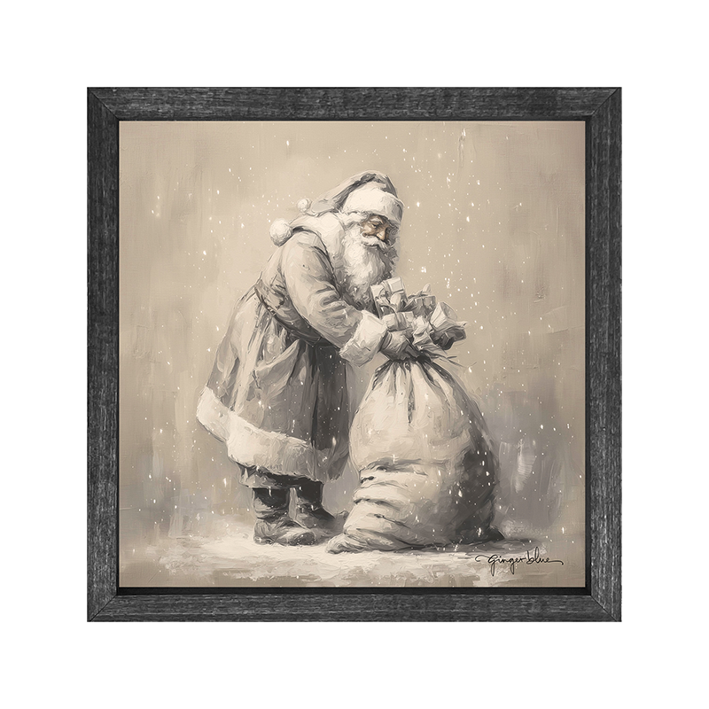 Santa Tying Bag of Presents