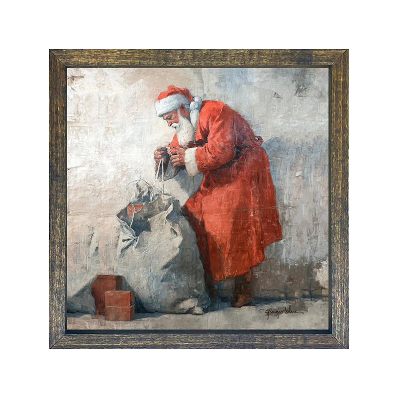 Santa Opening a Bag of Presents