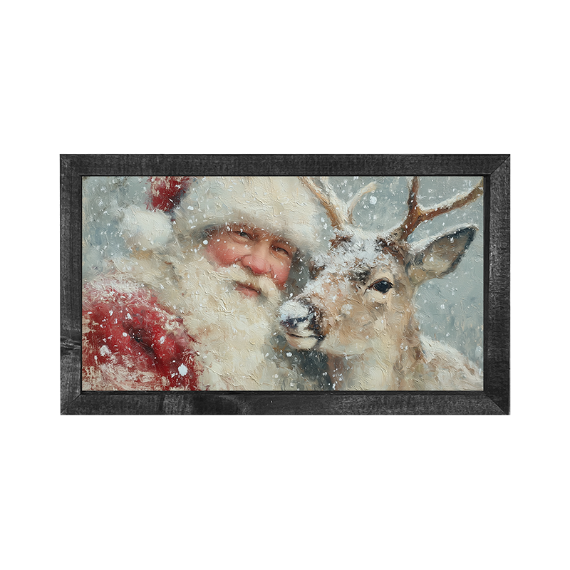 Santa and a Reindeer - Horizontal Frame
