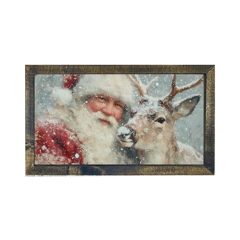 Santa and a Reindeer - Horizontal Frame
