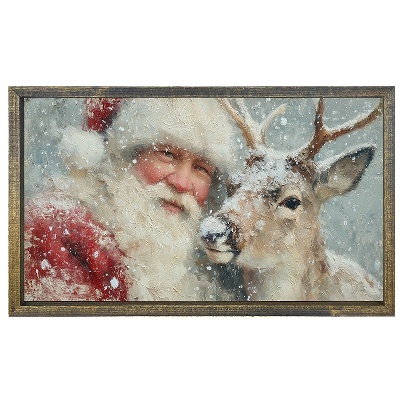 Santa and a Reindeer - Horizontal Frame