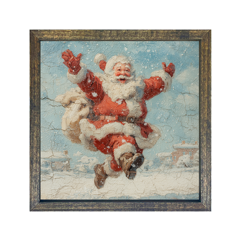 Snowy Santa Dashing through the Snow - Square Frame