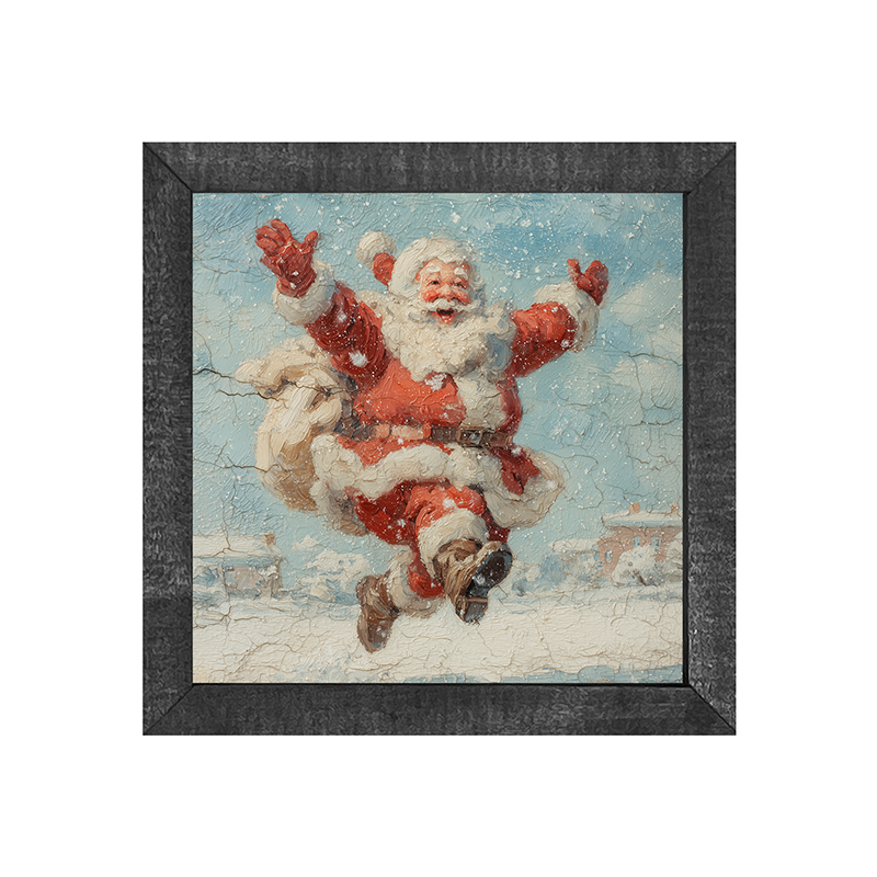 Snowy Santa Dashing through the Snow - Square Frame