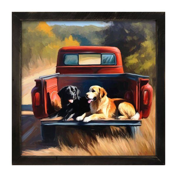 Resting dogs in truck