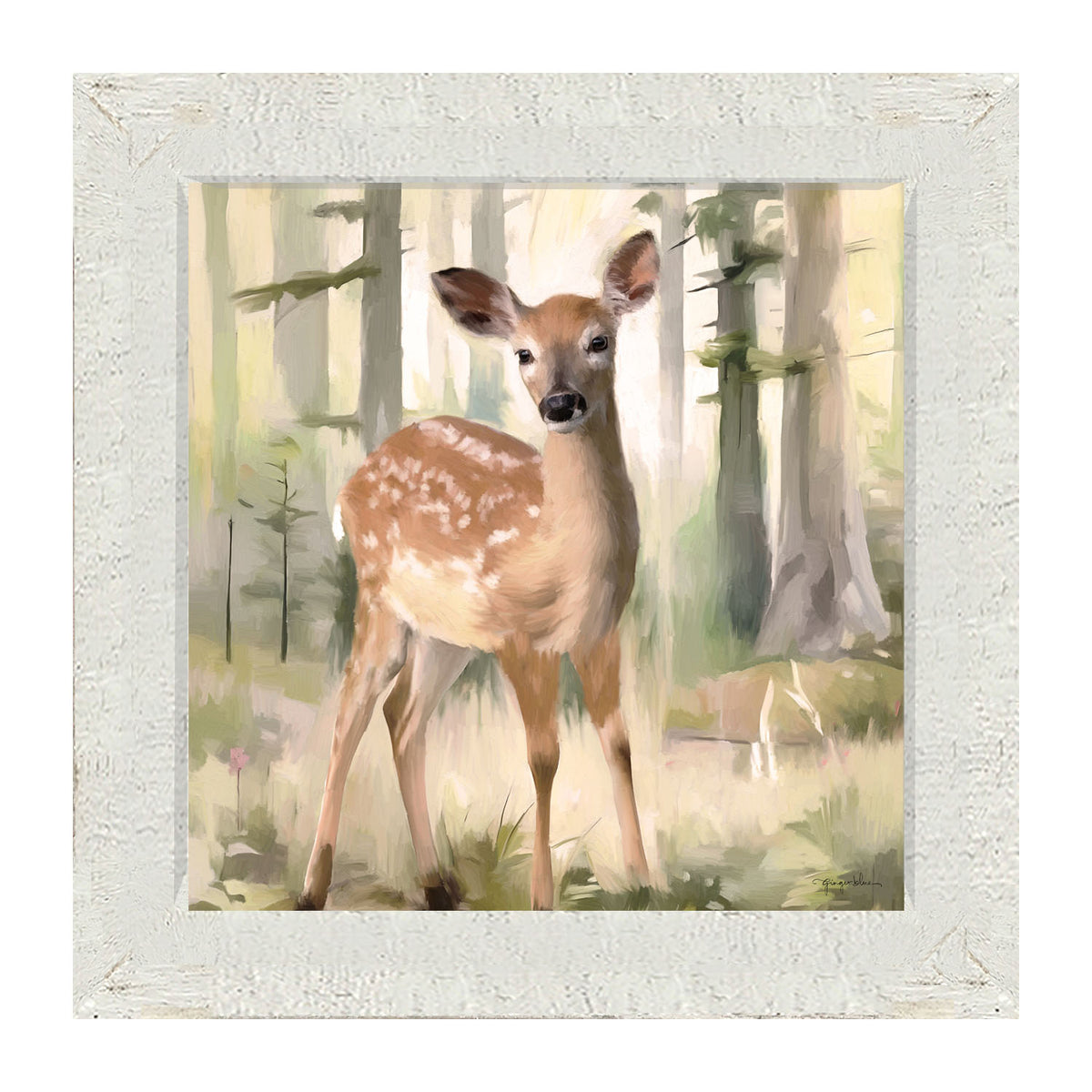 Deer in a Forest - Framed art