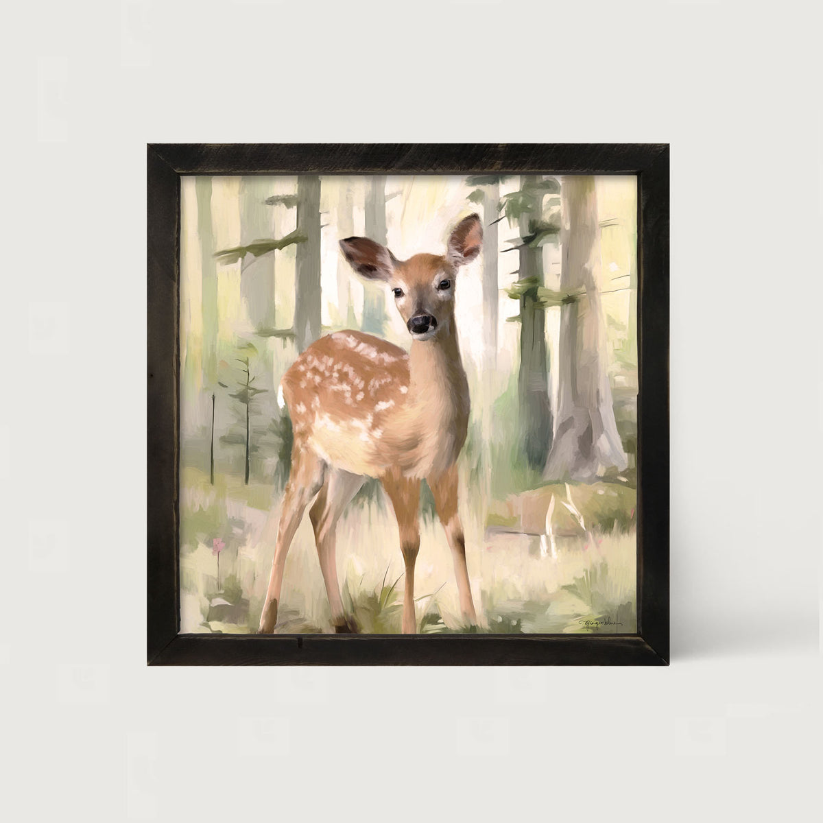 Deer in a Forest - Framed art