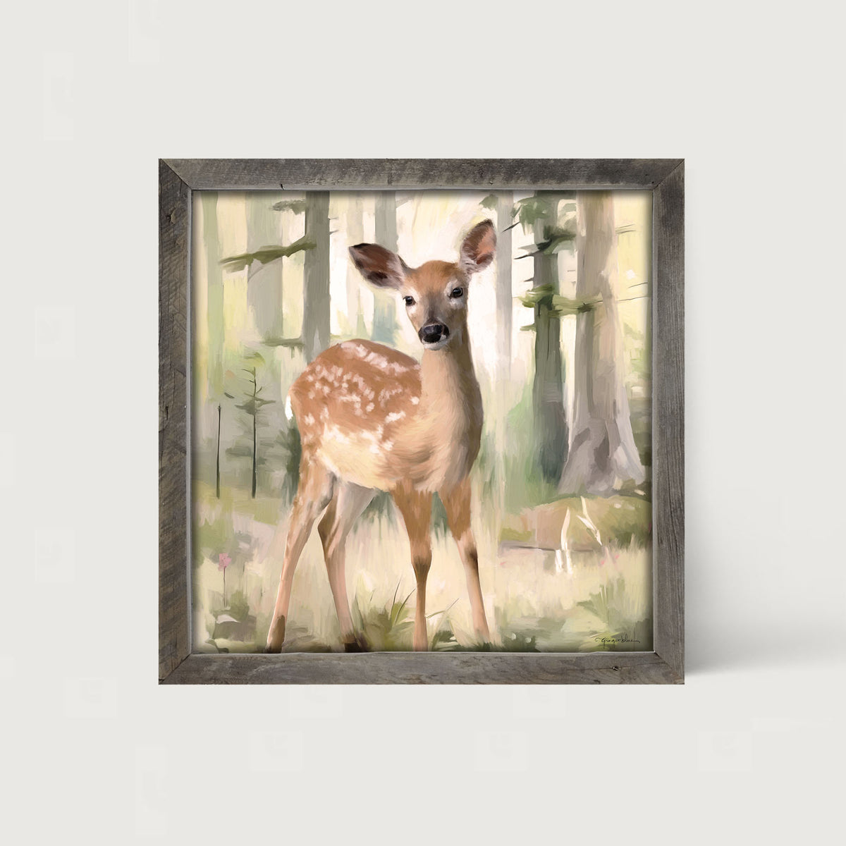 Deer in a Forest - Framed art