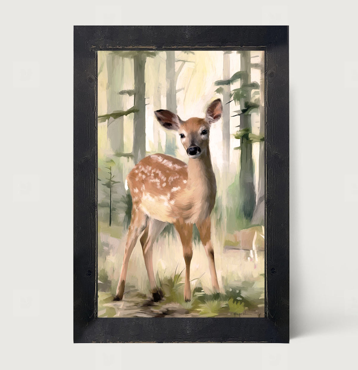 Deer in a Forest - Framed art