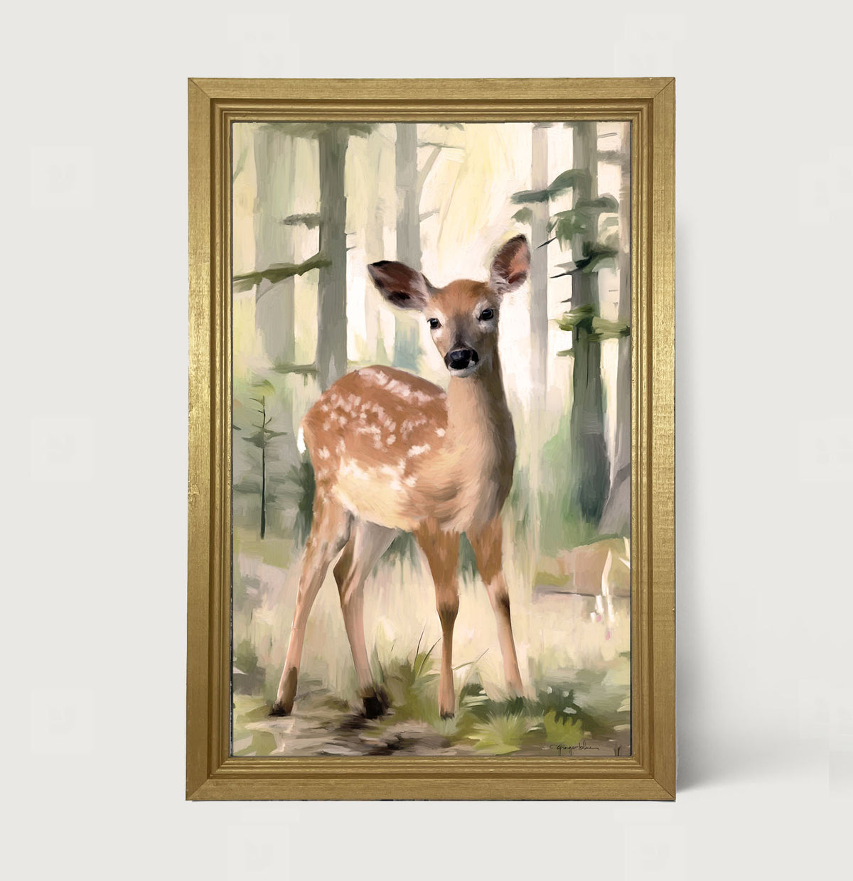Deer in a Forest - Framed art