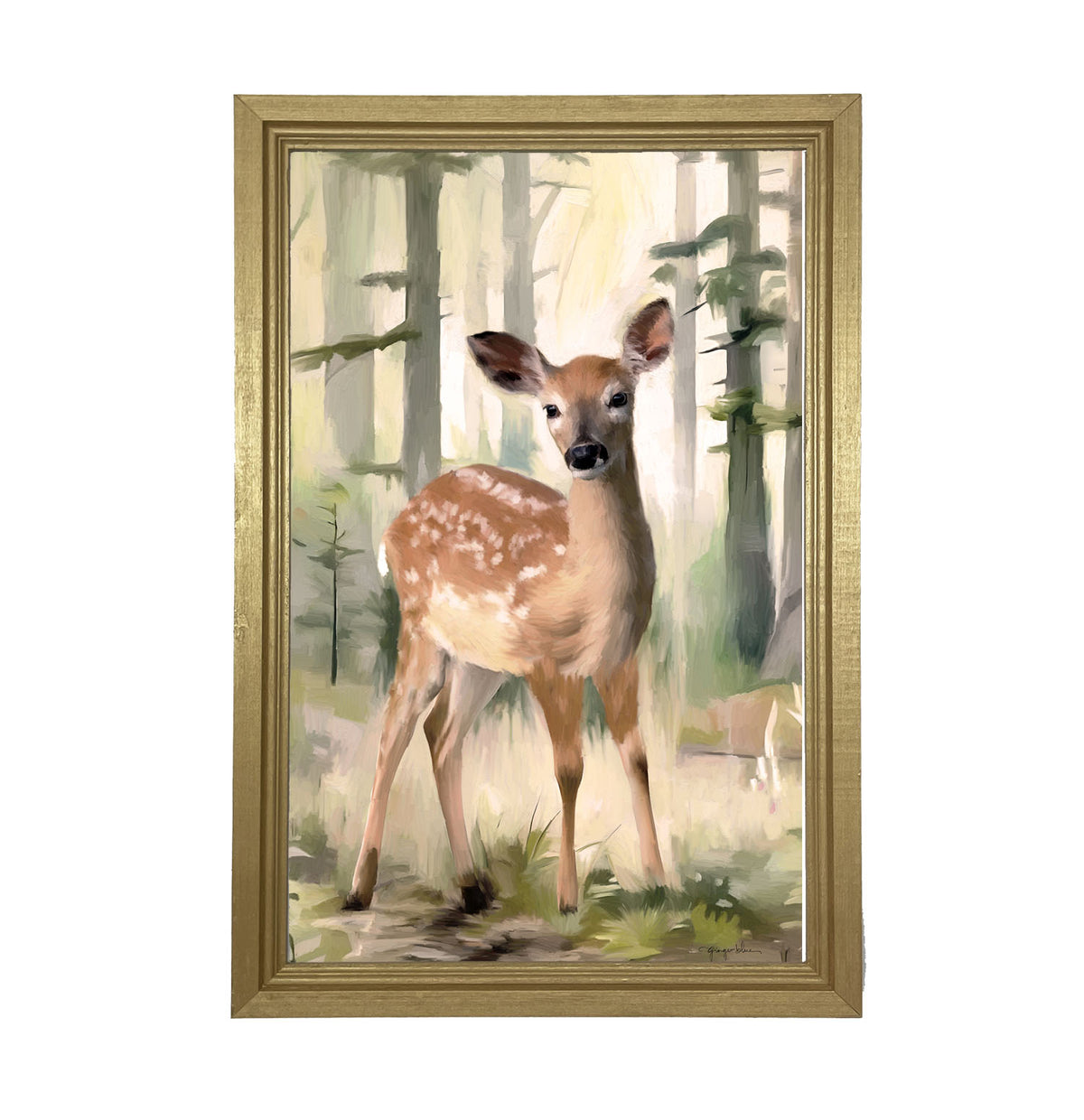 Deer in a Forest - Framed art