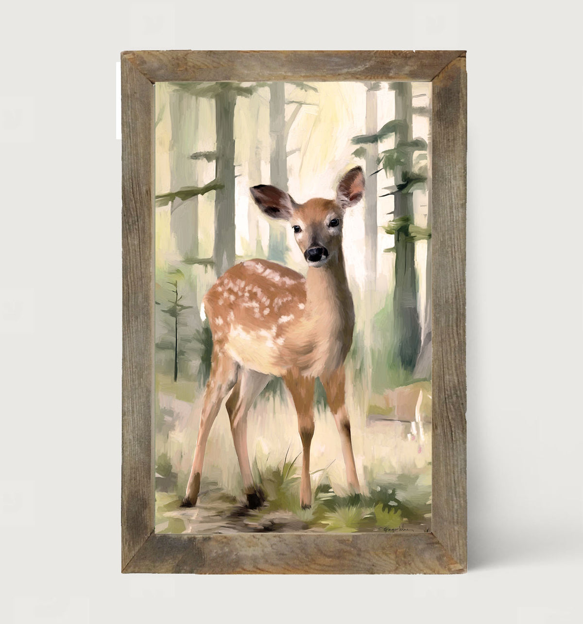 Deer in a Forest - Framed art