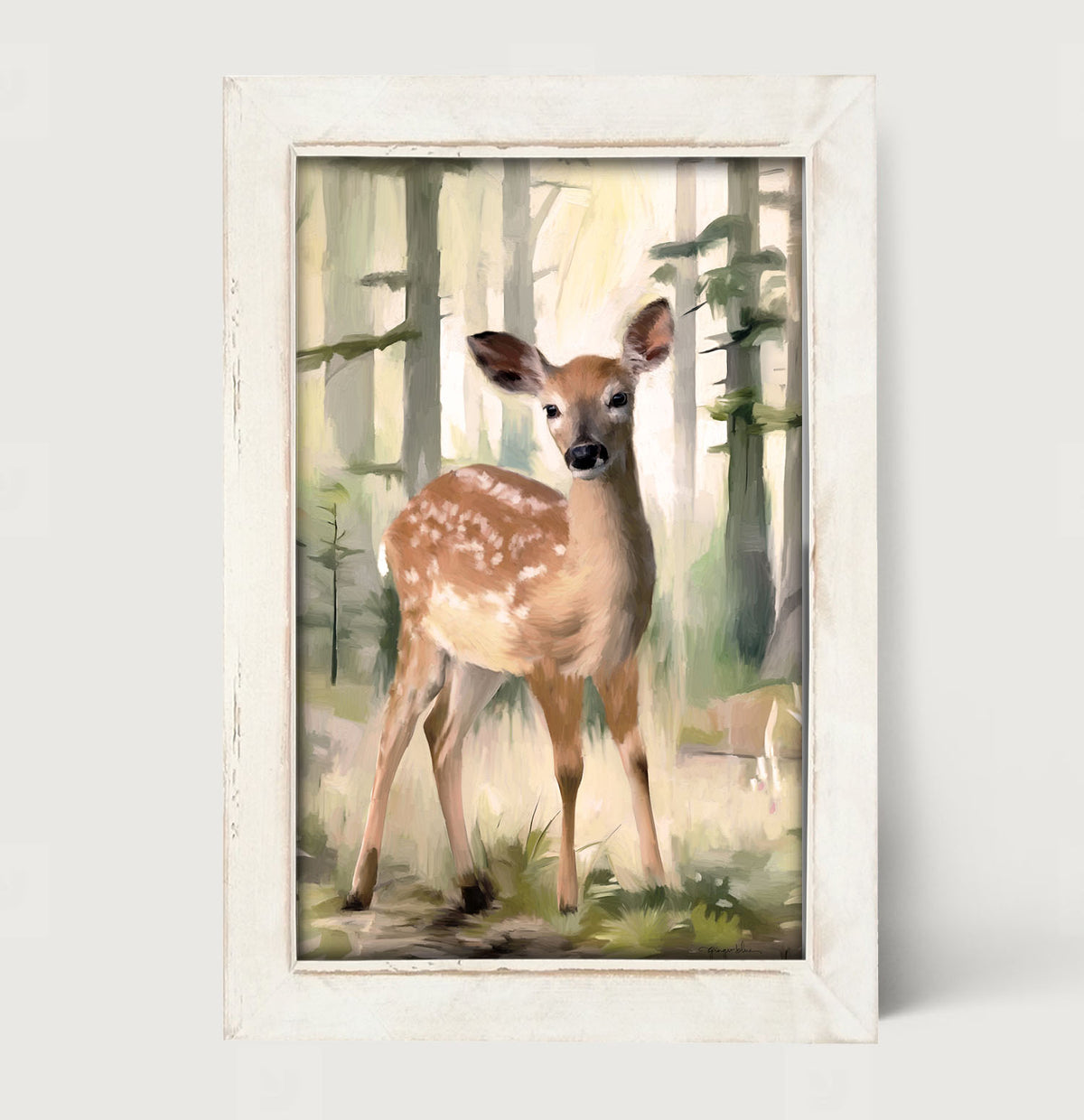 Deer in a Forest - Framed art