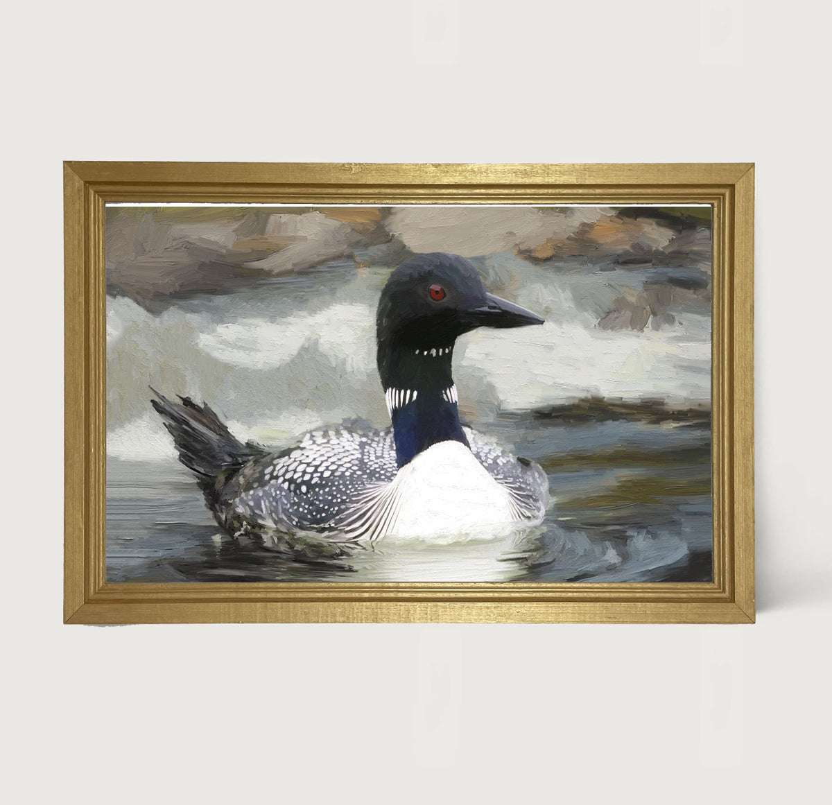 Loon in the Water - Framed art