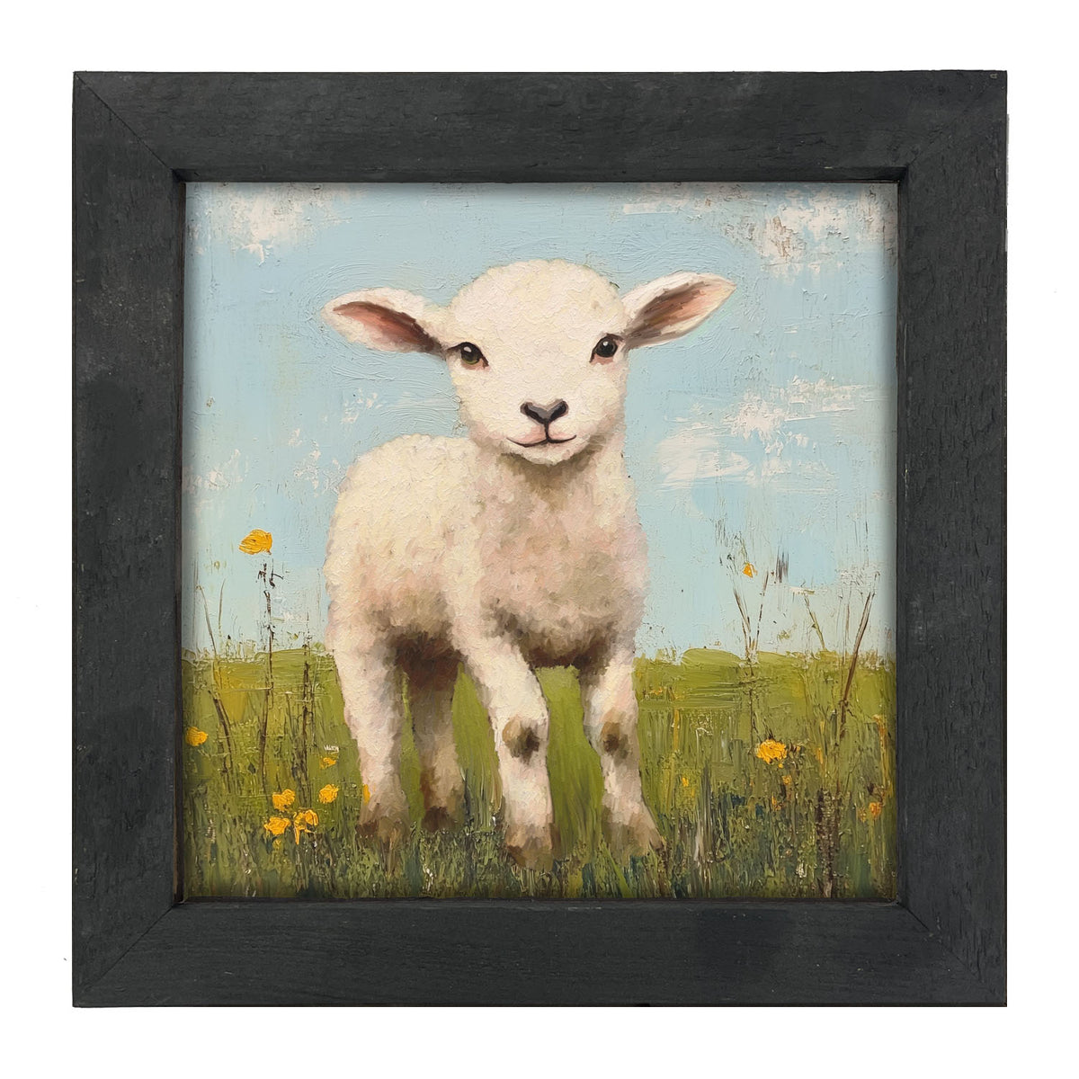Lamb in a Meadow - Framed art