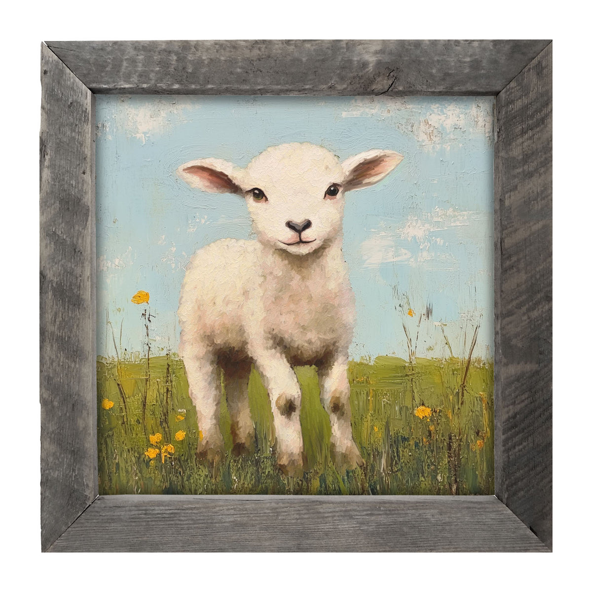 Lamb in a Meadow - Framed art