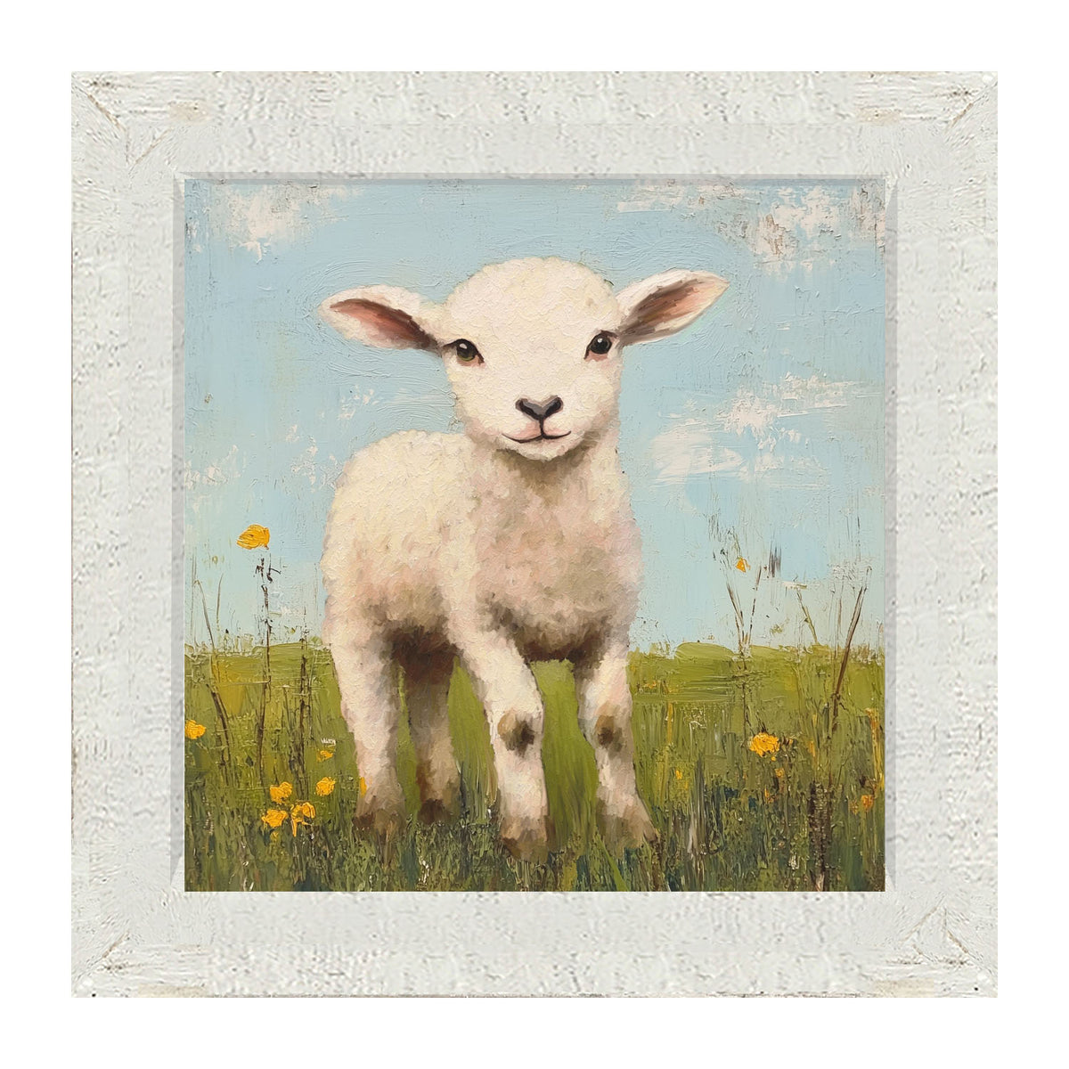 Lamb in a Meadow - Framed art
